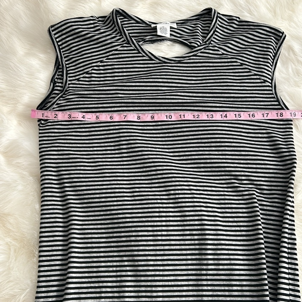 For The Republic gray and black striped short sleeve cut out back dress - Picture 5 of 7